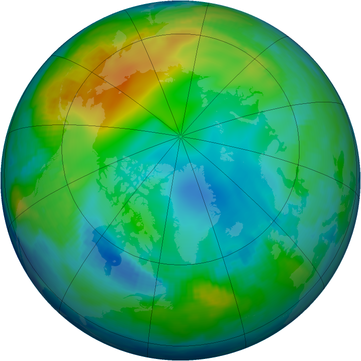 Arctic ozone map for 26 November 1997